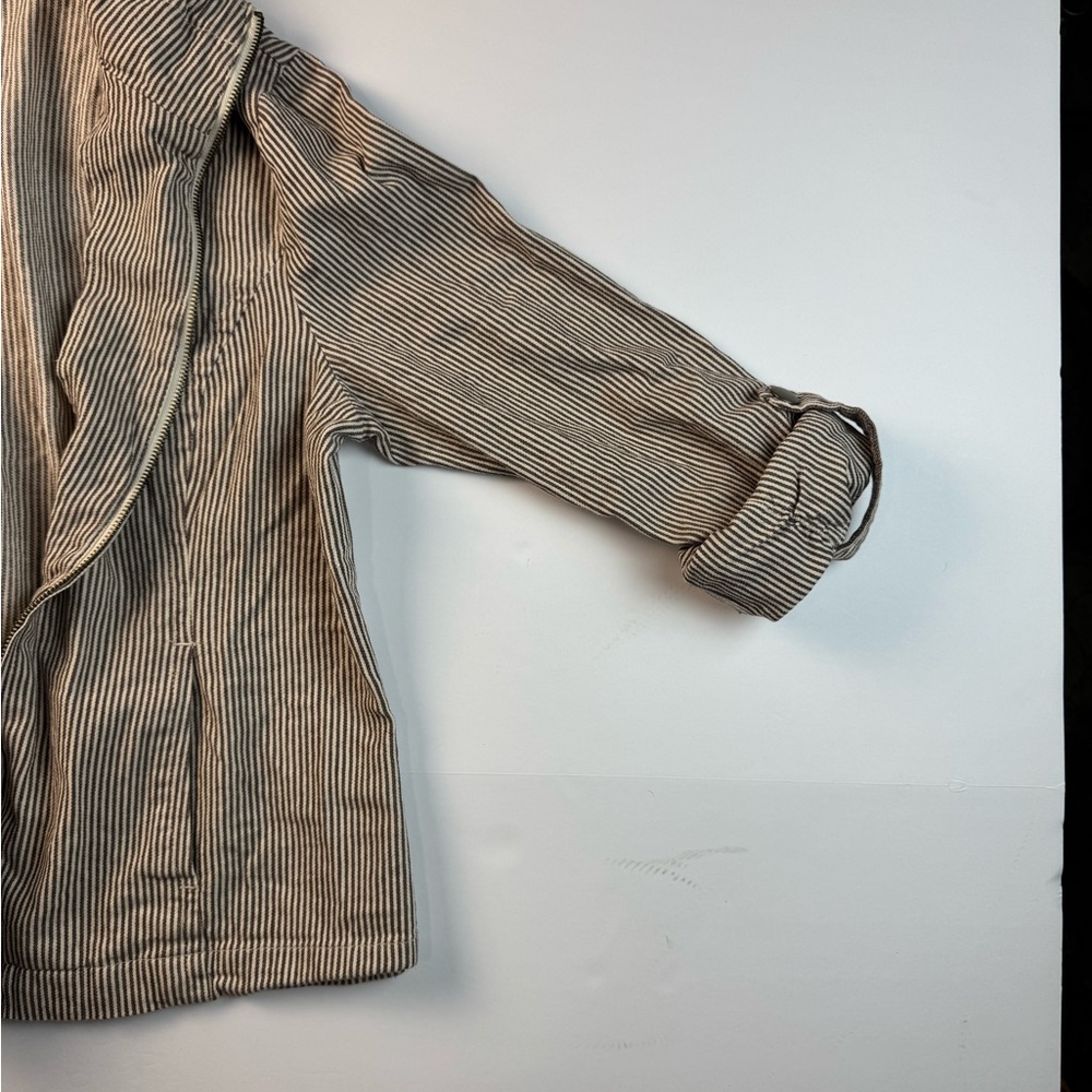 Women Full Zip Dressbarn Beige Striped Utility Jacket size Large - Picture 4 of 9